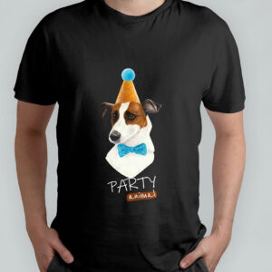 Tricou din bumbac organic Caine Party Animal purtat de model - culoare negru